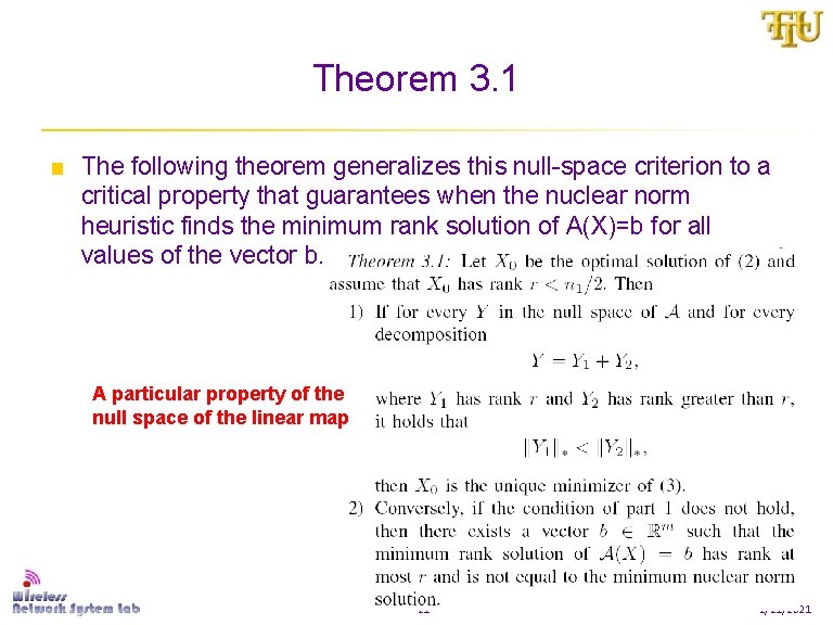Theorem 3. 1 ■ The following theorem generalizes this null-space criterion to a critical