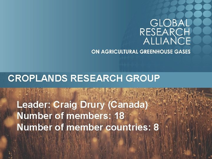 CROPLANDS RESEARCH GROUP Leader: Craig Drury (Canada) Number of members: 18 Number of member