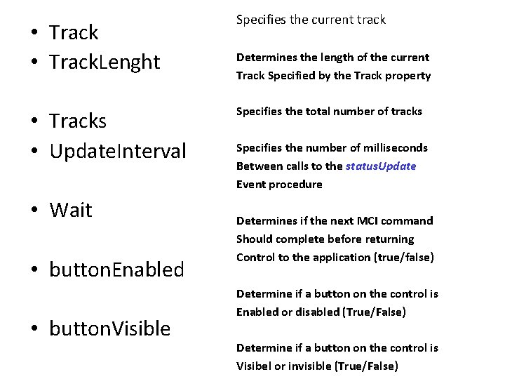  • Track. Lenght • Tracks • Update. Interval • Wait • button. Enabled