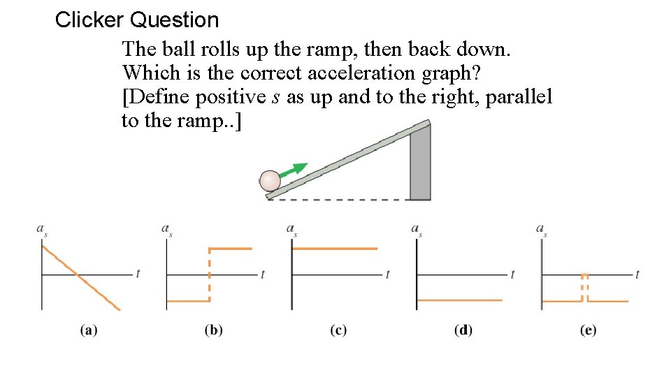 Clicker Question The ball rolls up the ramp, then back down. Which is the