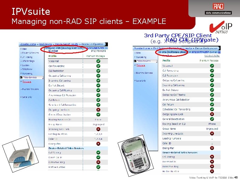 IPVsuite Managing non-RAD SIP clients – EXAMPLE 3 rd Party CPE/SIP Client RAD Softphone)