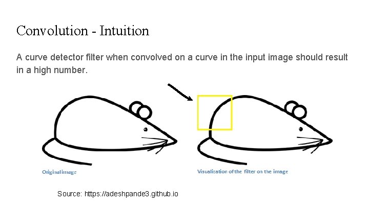 Convolution - Intuition A curve detector filter when convolved on a curve in the Convolution - Intuition A curve detector filter when convolved on a curve in the