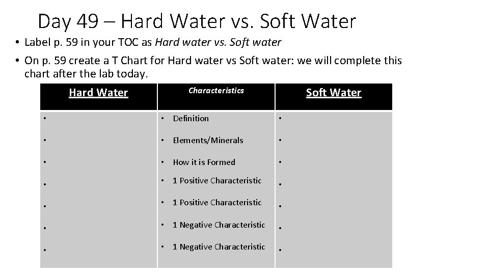 Day 49 – Hard Water vs. Soft Water • Label p. 59 in your