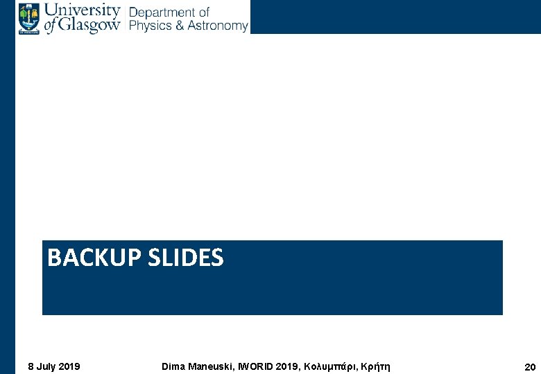 BACKUP SLIDES 8 July 2019 Dima Maneuski, IWORID 2019, Κολυμπάρι, Κρήτη 20 