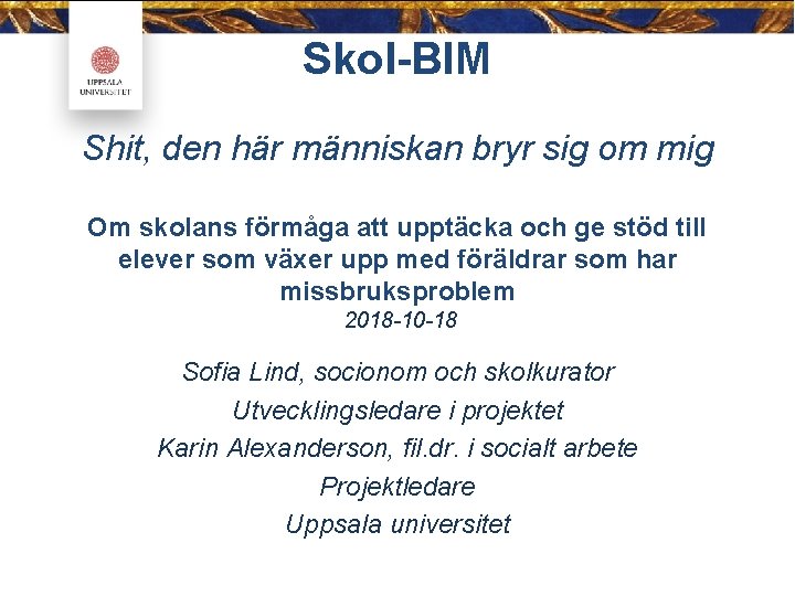 Skol-BIM Shit, den här människan bryr sig om mig Om skolans förmåga att upptäcka