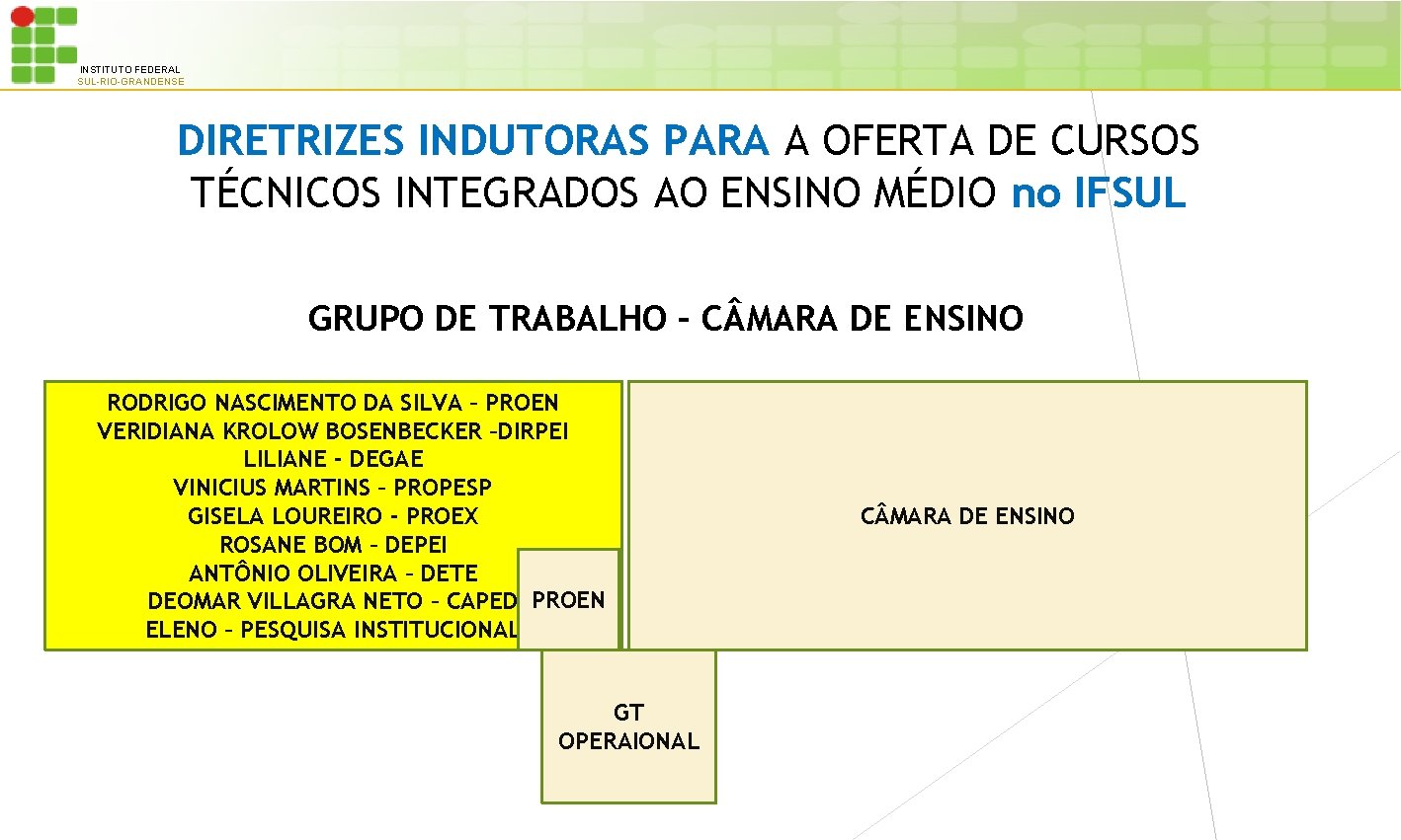 INSTITUTO FEDERAL SUL-RIO-GRANDENSE DIRETRIZES INDUTORAS PARA A OFERTA DE CURSOS TÉCNICOS INTEGRADOS AO ENSINO