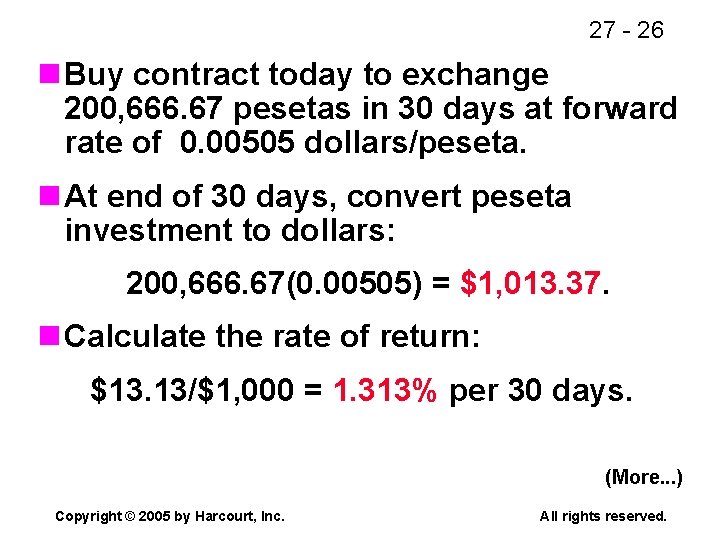 27 - 26 n Buy contract today to exchange 200, 666. 67 pesetas in