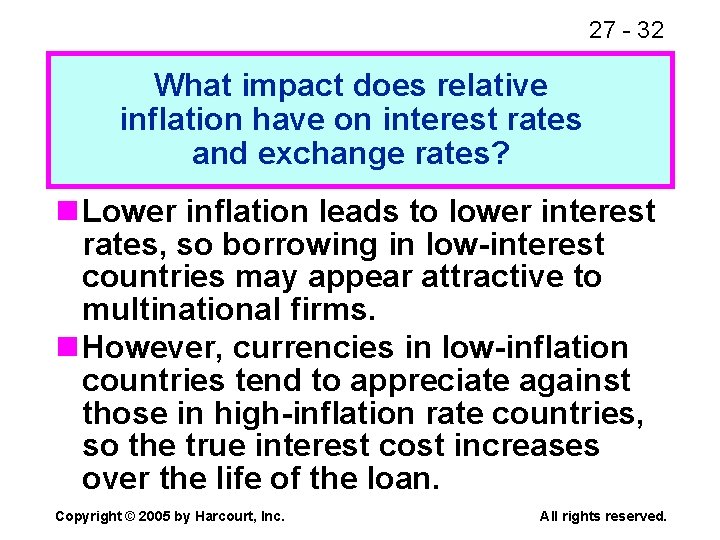 27 - 32 What impact does relative inflation have on interest rates and exchange