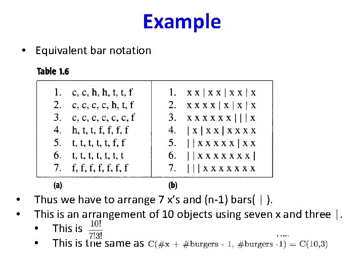 Example • Equivalent bar notation • • Thus we have to arrange 7 x’s