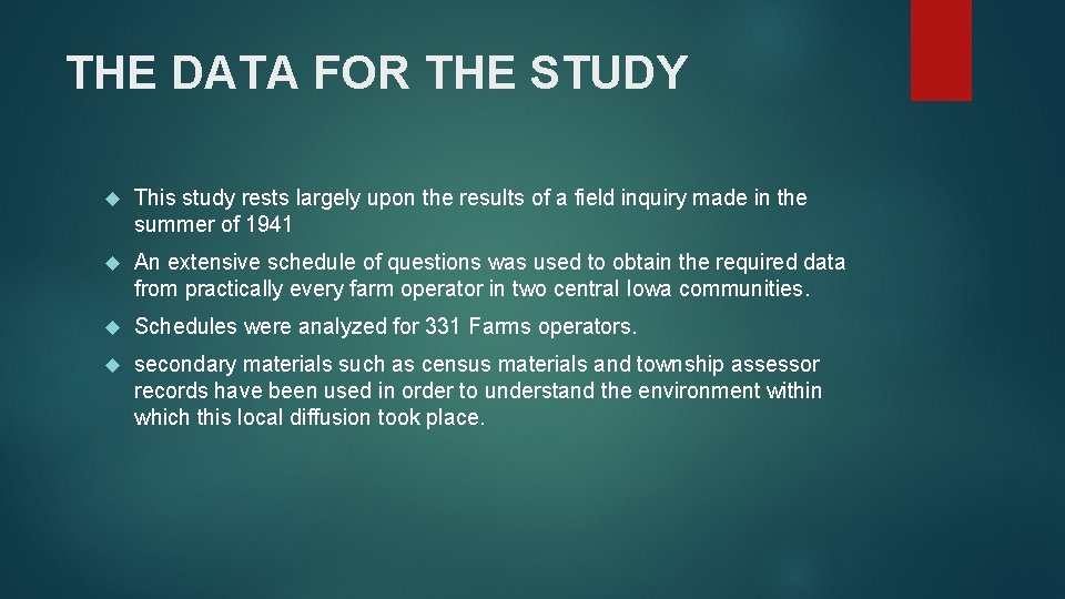 Acceptance and Diffusion of Hybrid Corn Seed in