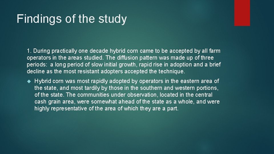 Acceptance and Diffusion of Hybrid Corn Seed in
