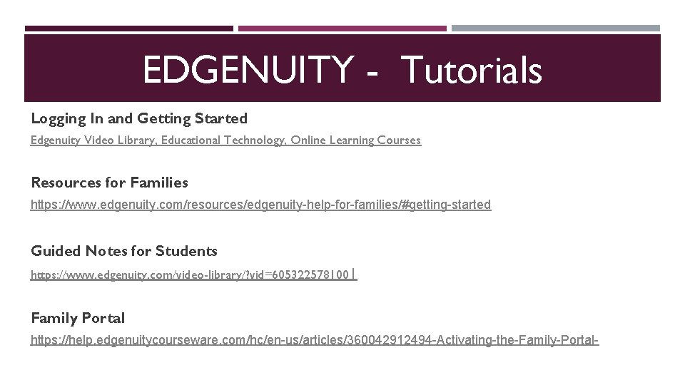 EDGENUITY - Tutorials Logging In and Getting Started Edgenuity Video Library, Educational Technology, Online
