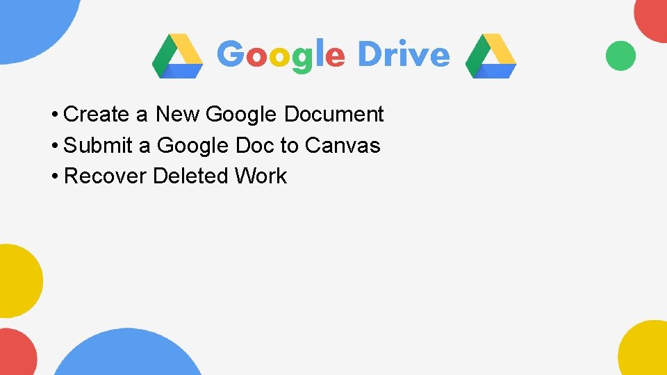 Google Drive • Create a New Google Document • Submit a Google Doc to