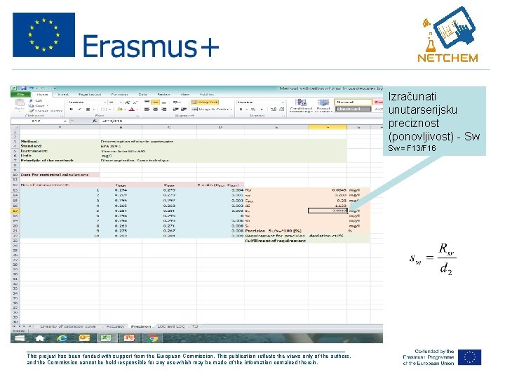 Izračunati unutarserijsku preciznost (ponovljivost) - Sw Sw = F 13/F 16 ___________________________________________________ This project