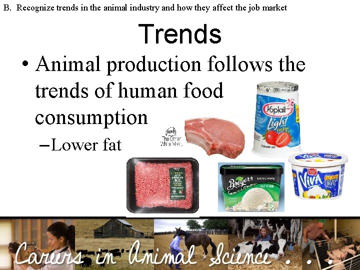 B. Recognize trends in the animal industry and how they affect the job market