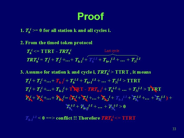 Proof 1. Tki >= 0 for all station k and all cycles i. 2.