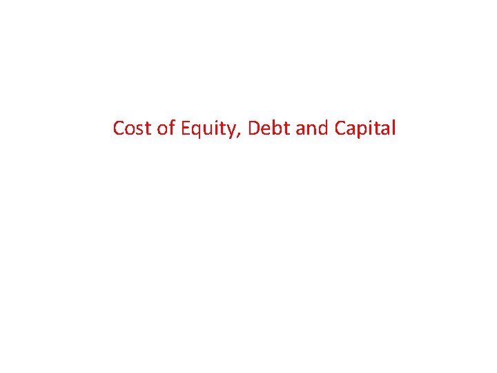 Cost of Equity, Debt and Capital 