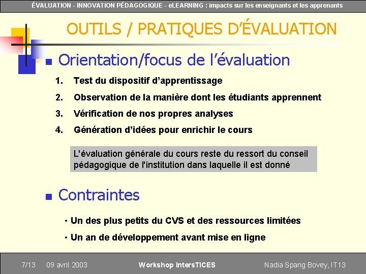 ÉVALUATION - INNOVATION PÉDAGOGIQUE - e. LEARNING : impacts sur les enseignants et les