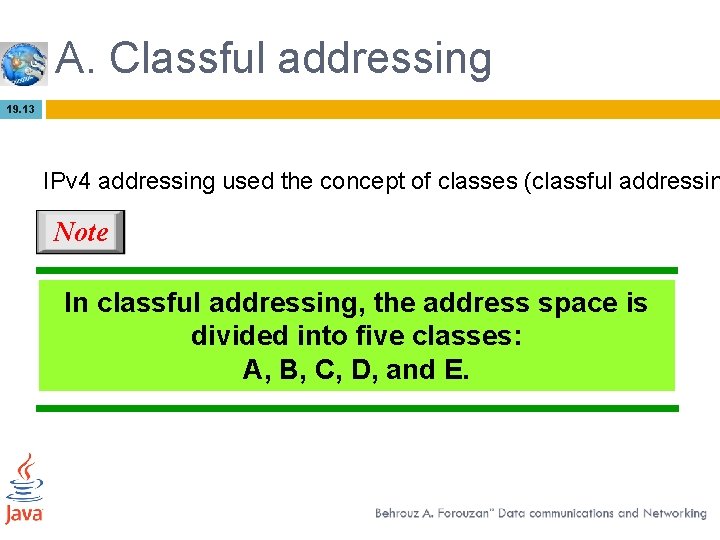 A. Classful addressing 19. 13 IPv 4 addressing used the concept of classes (classful