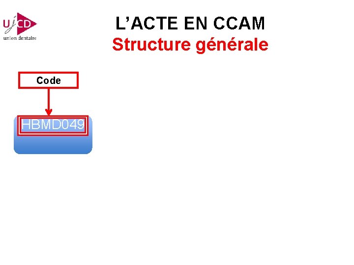 L’ACTE EN CCAM Structure générale Code HBMD 049 
