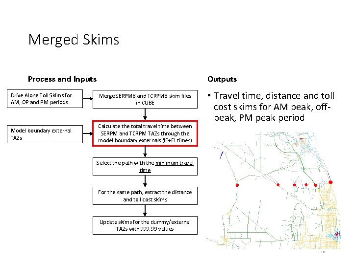 Merged Skims Process and Inputs Outputs Drive Alone Toll Skims for AM, OP and