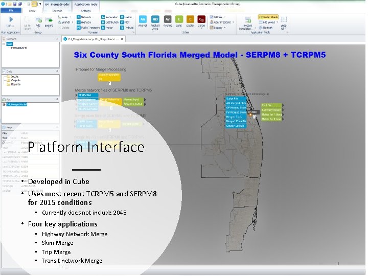 Platform Interface • Developed in Cube • Uses most recent TCRPM 5 and SERPM