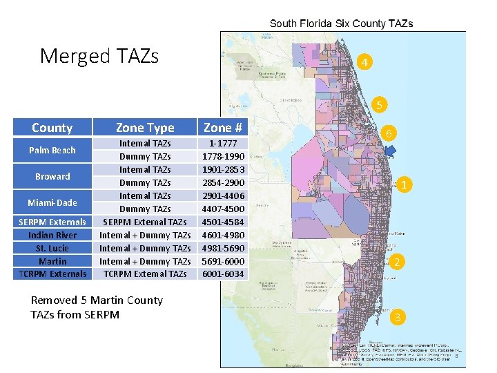 Merged TAZs 4 5 County Palm Beach Broward Miami-Dade SERPM Externals Indian River St.