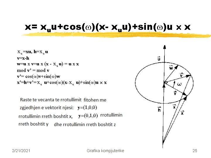 x= xuu+cos( )(x- xuu)+sin( )u x 2/21/2021 Grafika kompjuterike 25 x= xuu+cos( )(x- xuu)+sin( )u x 2/21/2021 Grafika kompjuterike 25