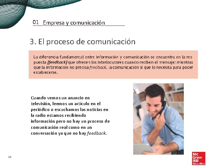 01 Empresa y comunicación 3. El proceso de comunicación Cuando vemos un anuncio en