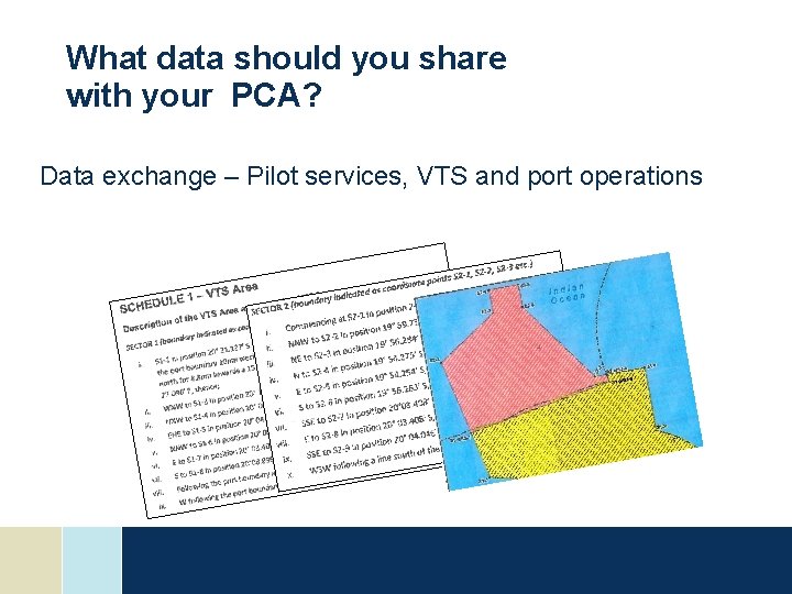 What data should you share with your PCA? Data exchange – Pilot services, VTS What data should you share with your PCA? Data exchange – Pilot services, VTS