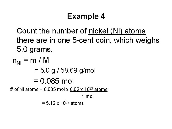Example 4 Count the number of nickel (Ni) atoms there are in one 5