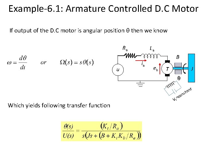 Example-6. 1: Armature Controlled D. C Motor If output of the D. C motor