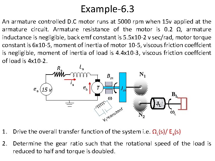 Example-6. 3 An armature controlled D. C motor runs at 5000 rpm when 15