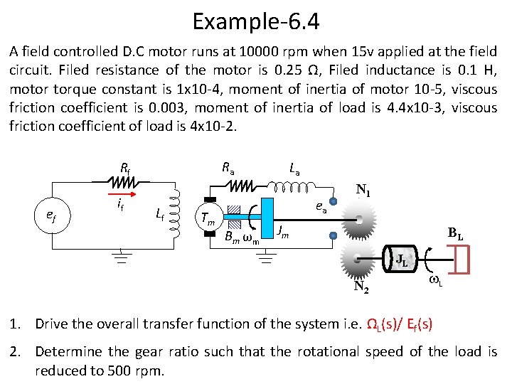 Example-6. 4 A field controlled D. C motor runs at 10000 rpm when 15