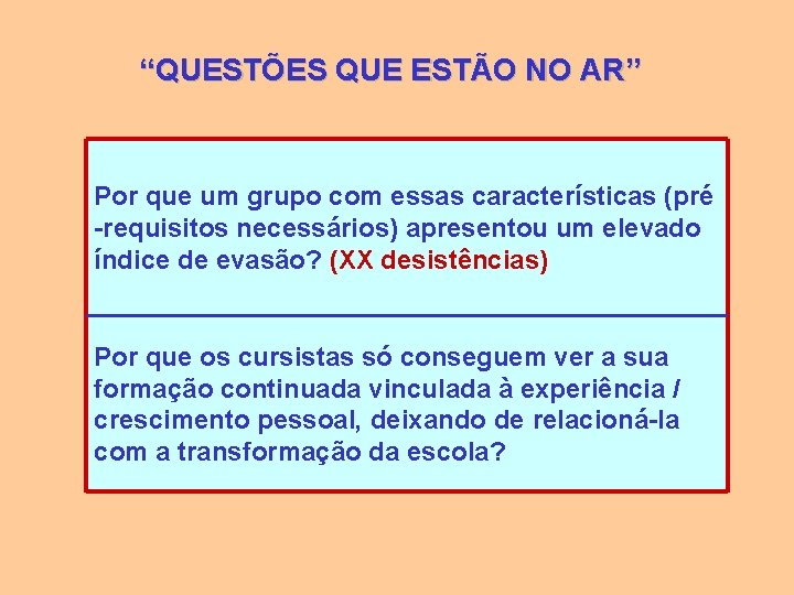 “QUESTÕES QUE ESTÃO NO AR” Por que um grupo com essas características (pré -requisitos