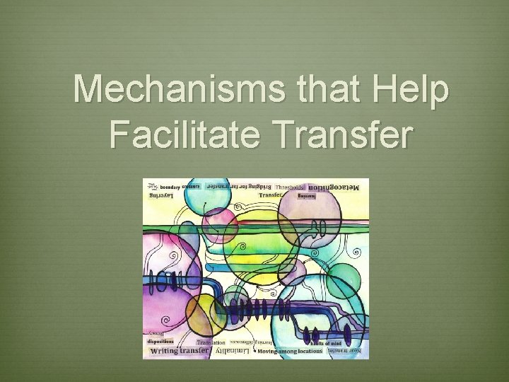 Mechanisms that Help Facilitate Transfer 