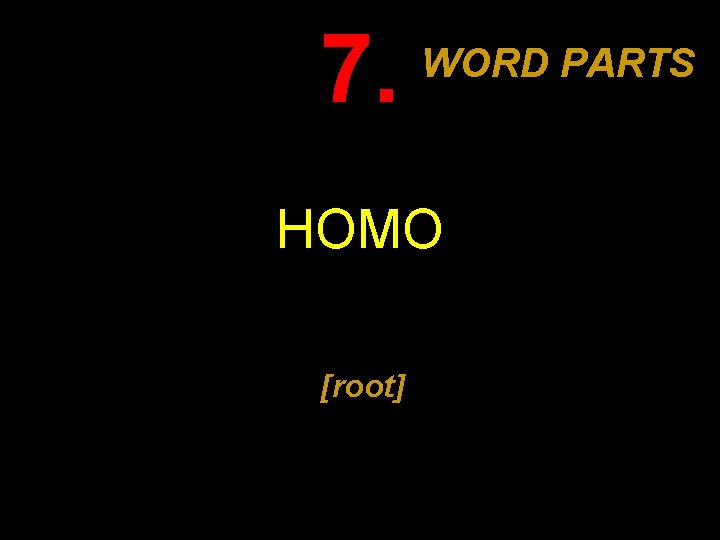7. WORD PARTS HOMO [root] 