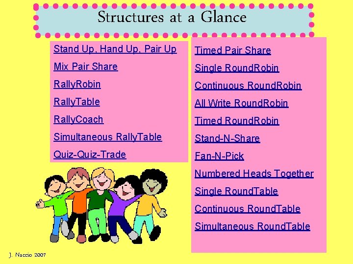 Structures at a Glance Stand Up, Hand Up, Pair Up Timed Pair Share Mix Structures at a Glance Stand Up, Hand Up, Pair Up Timed Pair Share Mix