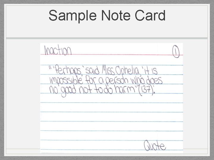 Sample Note Card 