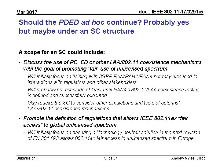 doc. : IEEE 802. 11 -17/0291 r 5 Mar 2017 Should the PDED ad