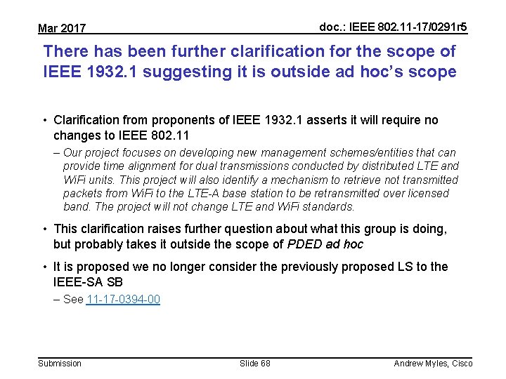 doc. : IEEE 802. 11 -17/0291 r 5 Mar 2017 There has been further