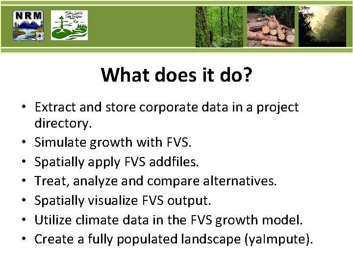 What does it do? • Extract and store corporate data in a project directory.