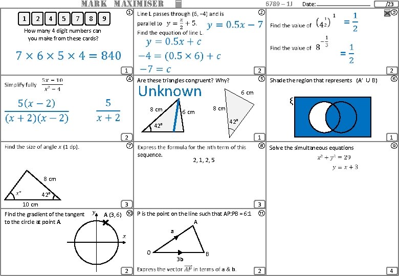 1 2 4 5 MARK MAXIMISER ① 7 8 9 How many 4 digit 1 2 4 5 MARK MAXIMISER ① 7 8 9 How many 4 digit
