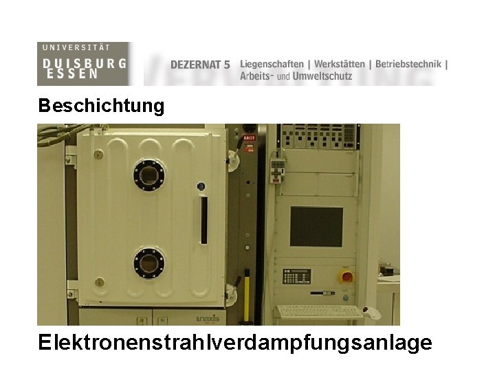 Beschichtung Elektronenstrahlverdampfungsanlage 