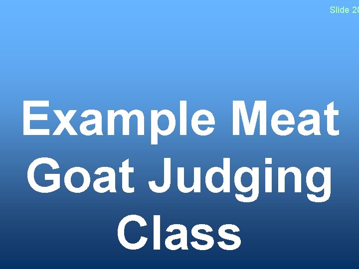 Slide 20 Example Meat Goat Judging Class 