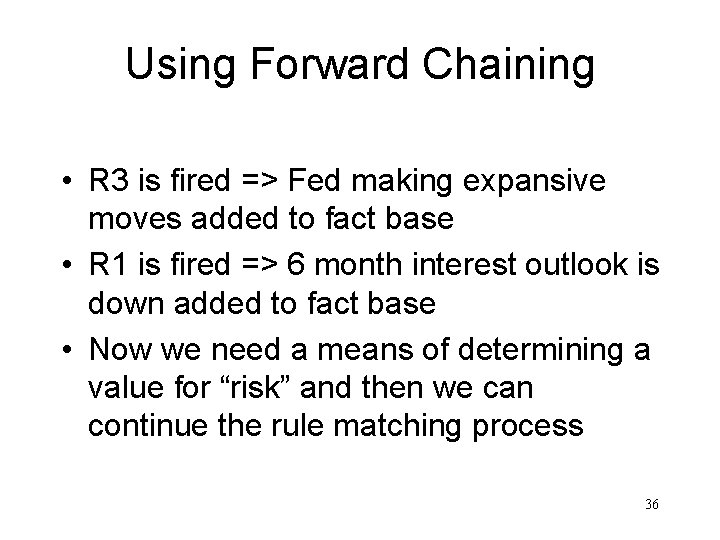 Using Forward Chaining • R 3 is fired => Fed making expansive moves added