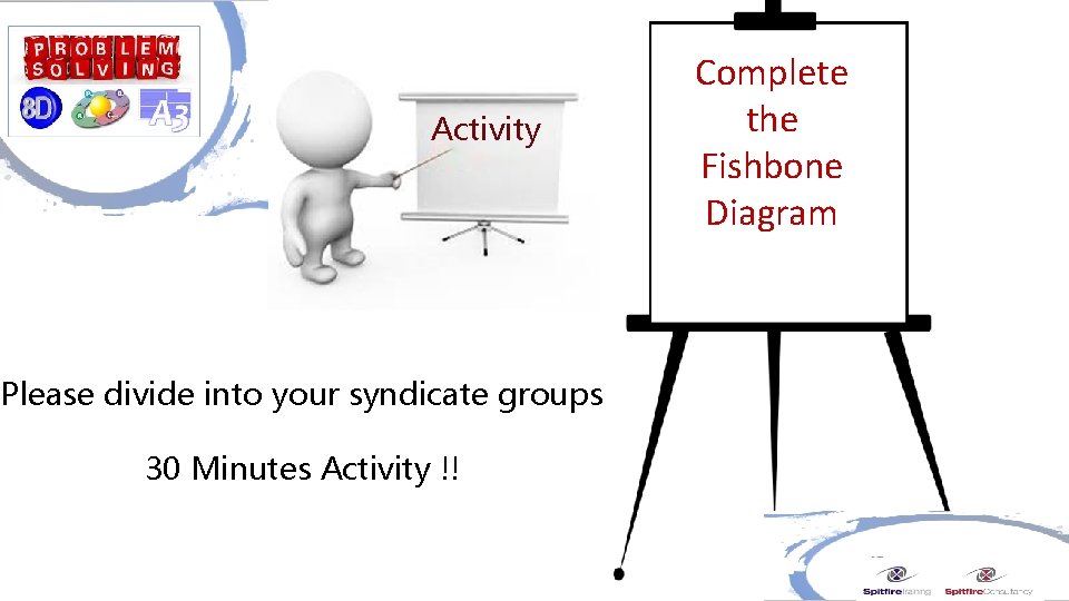 Activity Please divide into your syndicate groups 30 Minutes Activity !! Complete the Fishbone