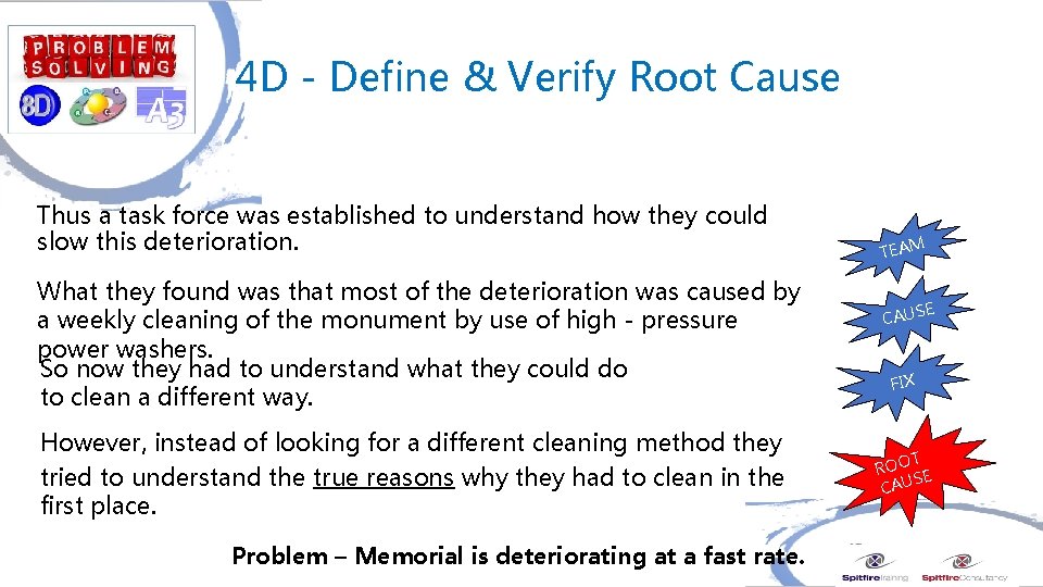  4 D - Define & Verify Root Cause Thus a task force was