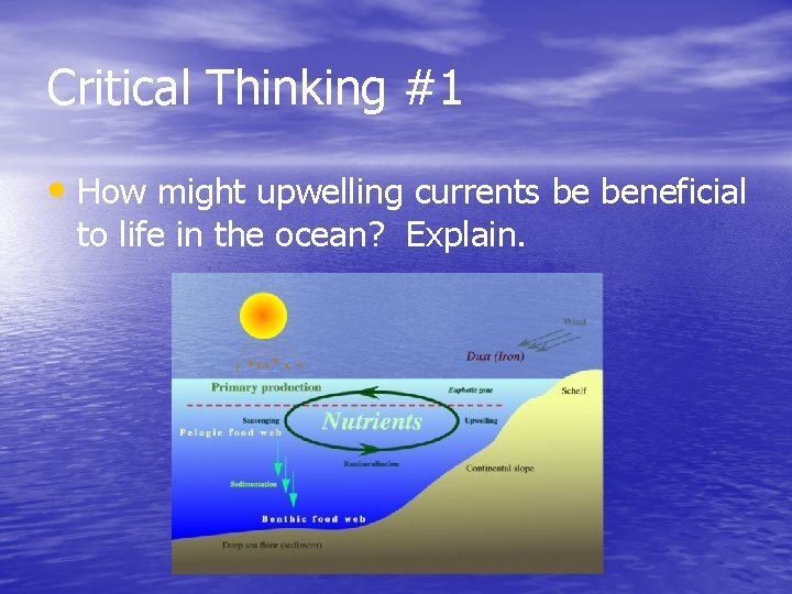 Critical Thinking #1 • How might upwelling currents be beneficial to life in the