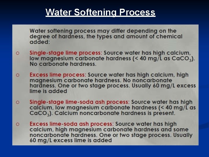 Water Softening Process 